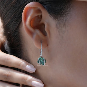 Cushion And Round Moissanite Dangle Drop Earrings