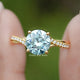 Cyan Blue Old European Round Moissanite Ring