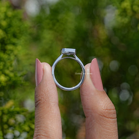 Gray Radiant Cut Moissanite Solitaire Ring