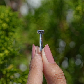 Gray Radiant Cut Moissanite Solitaire Ring