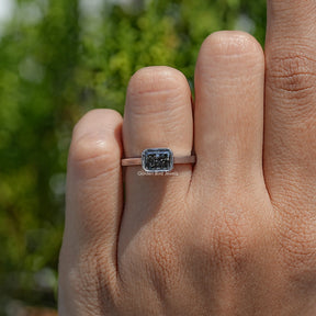 Gray Radiant Cut Moissanite Solitaire Ring