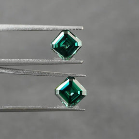 View of Dark Green Asscher Cut Loose Moissanite Stone