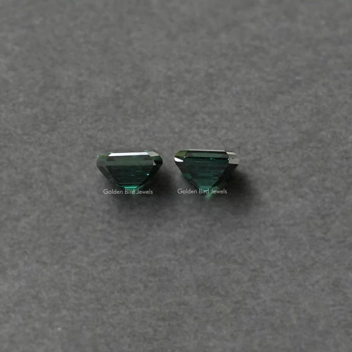 Side  view of Asscher Loose Moissanite Dark Green Color Stone
