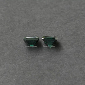 Side  view of Asscher Loose Moissanite Dark Green Color Stone