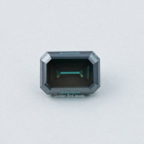 Dark Green Old Mine Emerald Cut Loose Moissanite