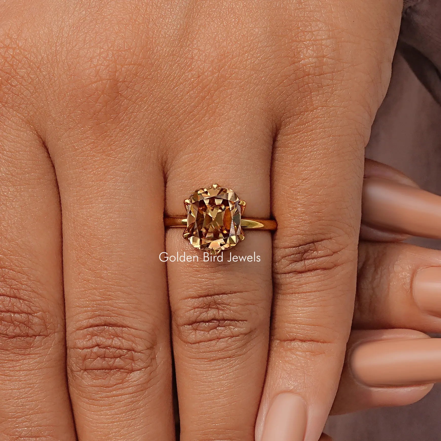 Old Mine Cushion Cut Decorative Moissanite Prong Set Ring