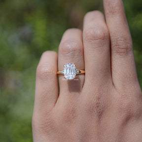Old Mine Cushion Cut Lab Diamond Split Shank Ring
