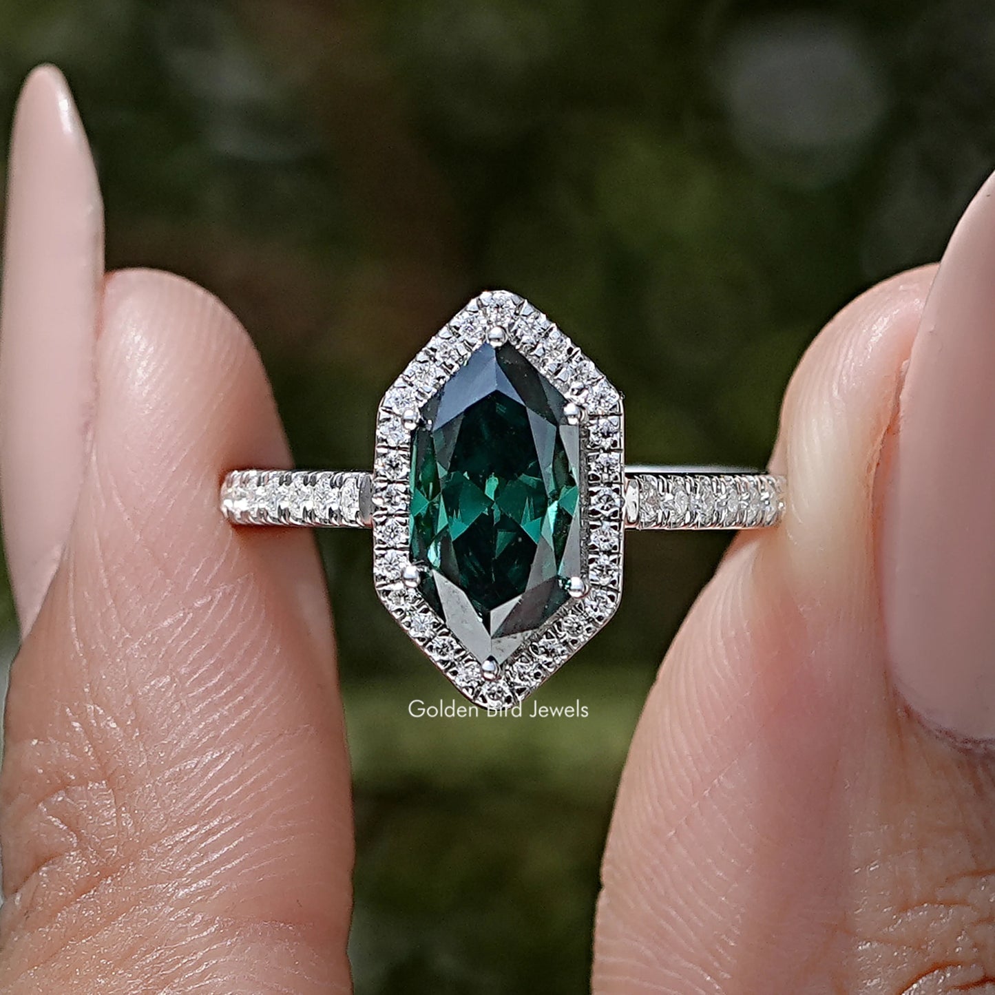Dutch Marquise Moissanite Halo Accent Ring