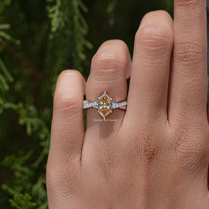Dutch Marquise Moissanite Gemstone Twisted Shank Accent Ring