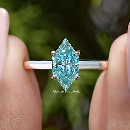 Dutch Marquise Moissanite Gemstone Hidden Halo Ring