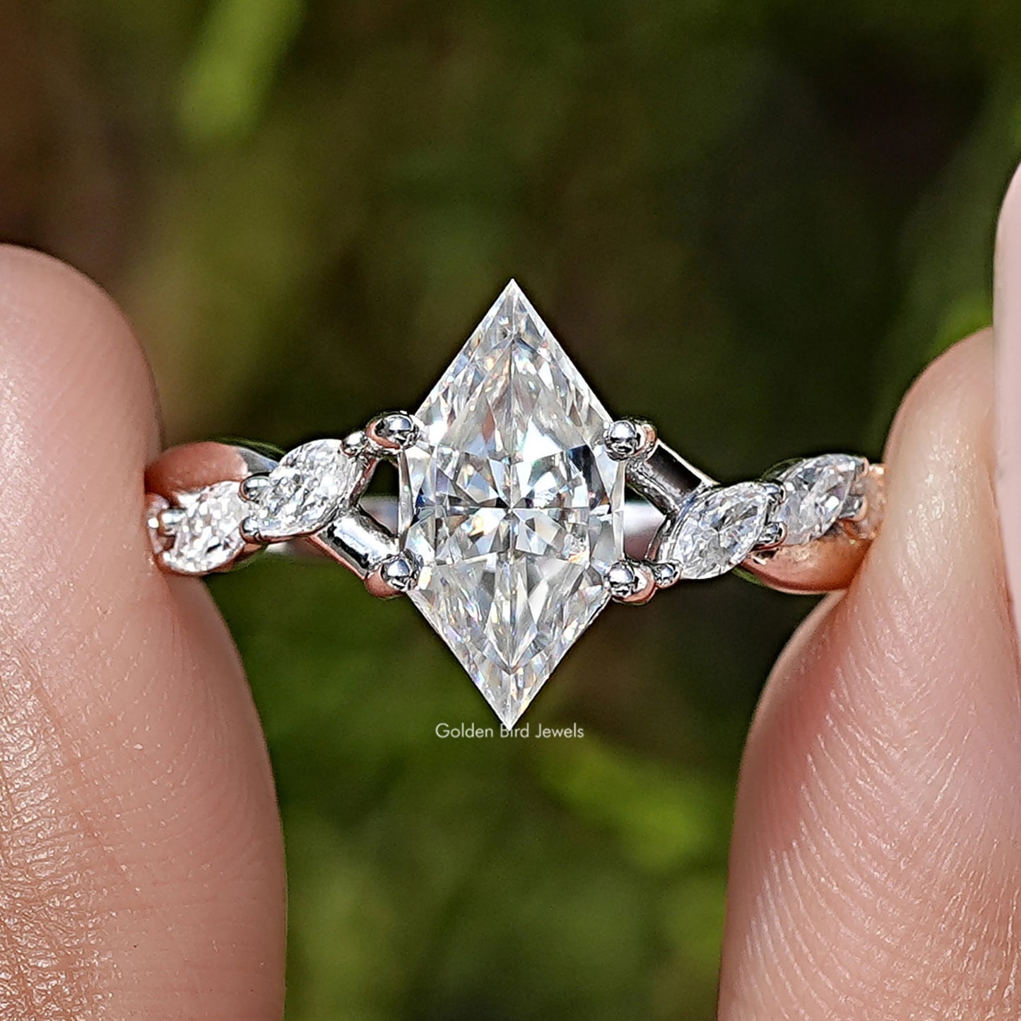 Dutch Marquise Cut Moissanite Diamond Floral Wedding Ring