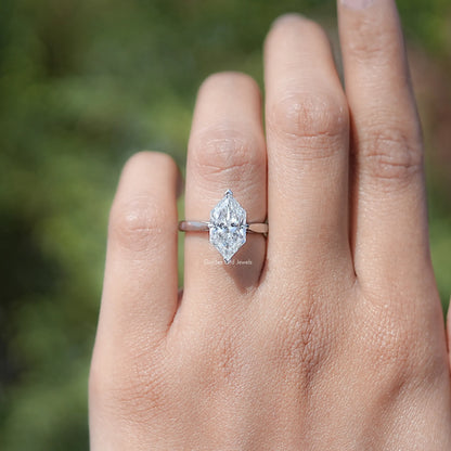 Top view of Dutch Marquise cut lab diamond ring