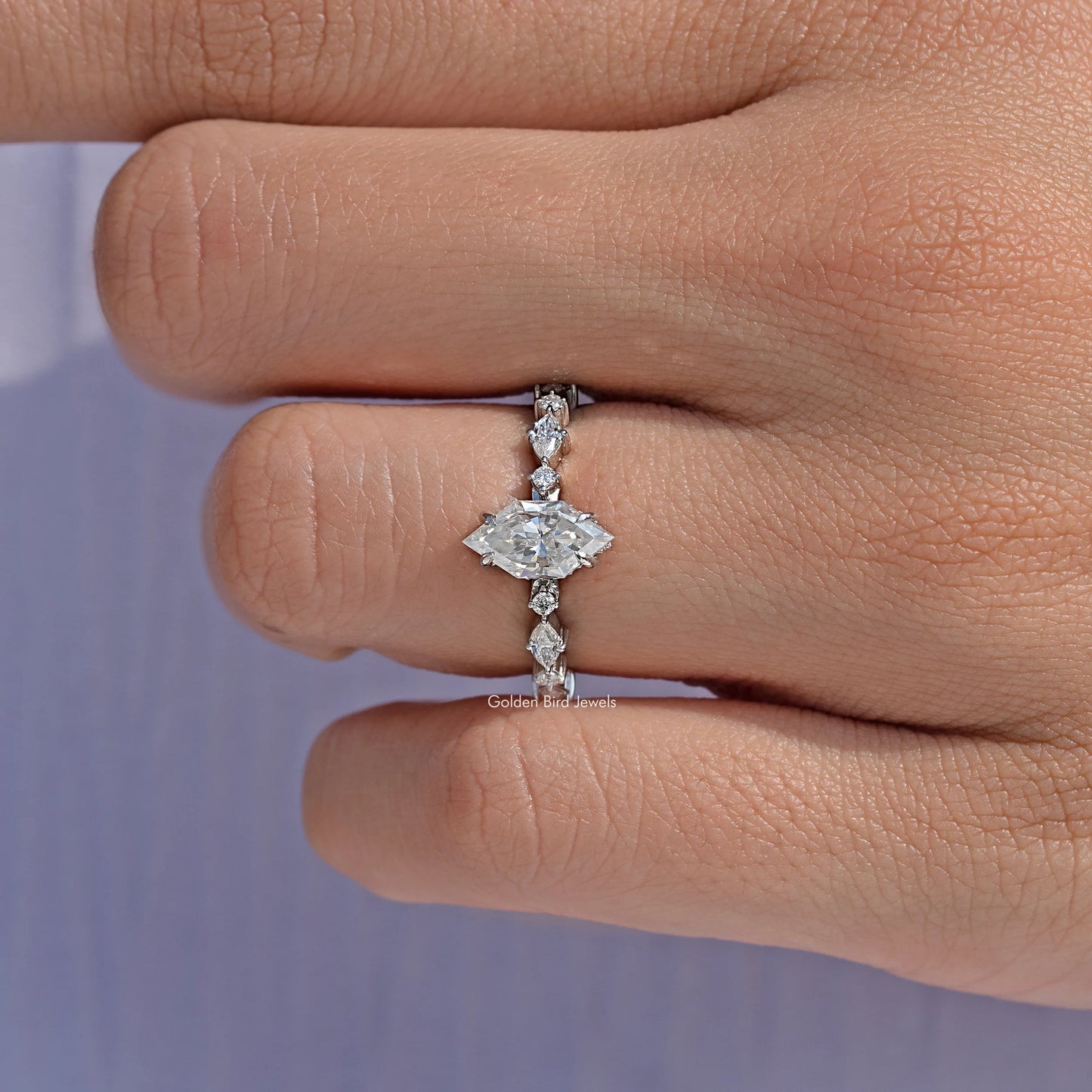 Dutch Marquise Cut Moissanite Engagement Ring