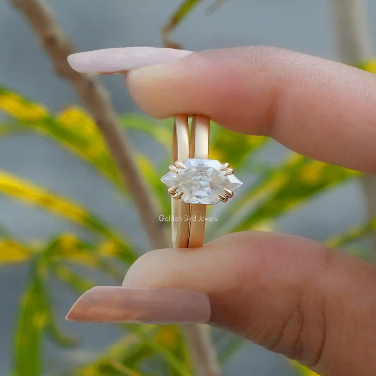 [Double Prong Dutch Marquise Cut Moissanite Wedding Ring]-[Golden Bird Jewels]