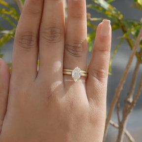 View of Douuble Prong Dutch Marquise Cut Bridal Ring In secure setting