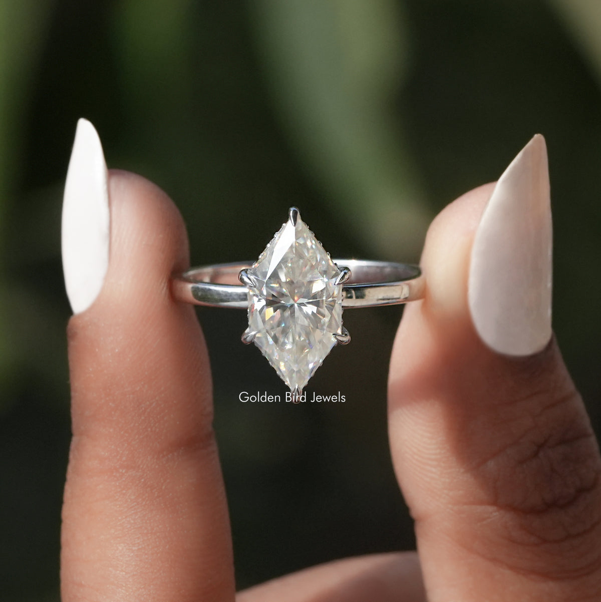 Dutch Marquise Cut Moissanite Hidden Halo Ring