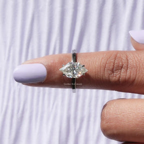In finger front View of Marquise Cut Moissanite Ring