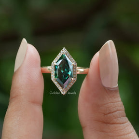 [This ring moissanite engagement ring made of dutch marquise cut stone]-[Golden Bird Jewels]