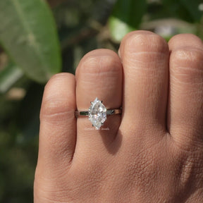 View of Dutch Marquise Cut Moissanite Ring In White Gold