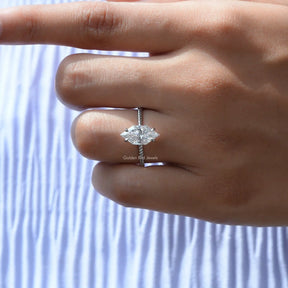 View of Dutch Marquise Cut Moissanite Ring In White Gold