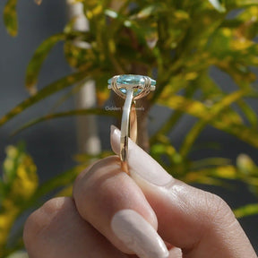 [Blue Dutch Marquise Cut Moissanite Solitaire Ring]-[Golden Bird Jewels]