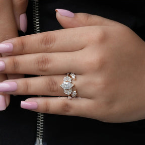 View of Dutch Marquise Cut Engagement Ring Set In Yellow Gold