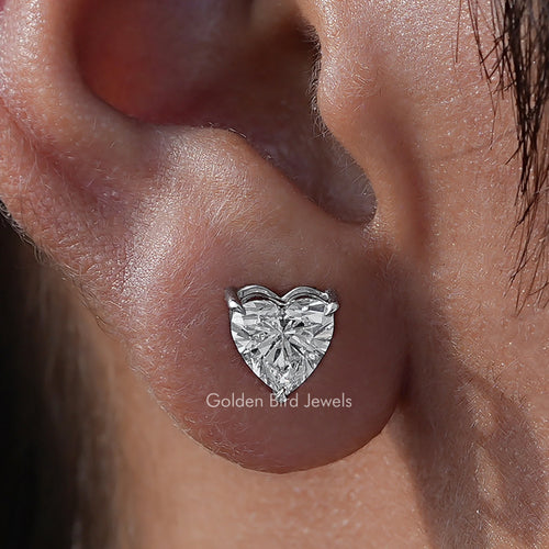 Heart Shaped Lab Diamond Stud Earrings