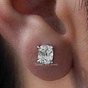 Old Mine Cushion Cut Diamond Solitaire Earrings