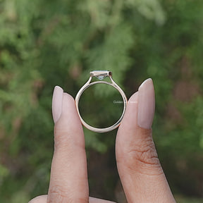 Green Radiant Moissanite Solitaire Engagement Ring