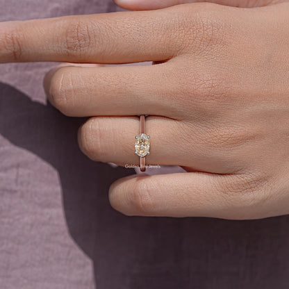 East-West Oval Cut Moissanite Gemstone Solitaire Ring