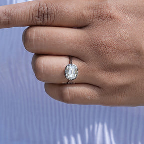 Full view of moissanite Ring in unique shape 
