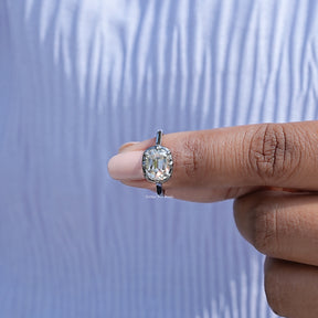 Detailed view of moissanite cushion cut wedding ring