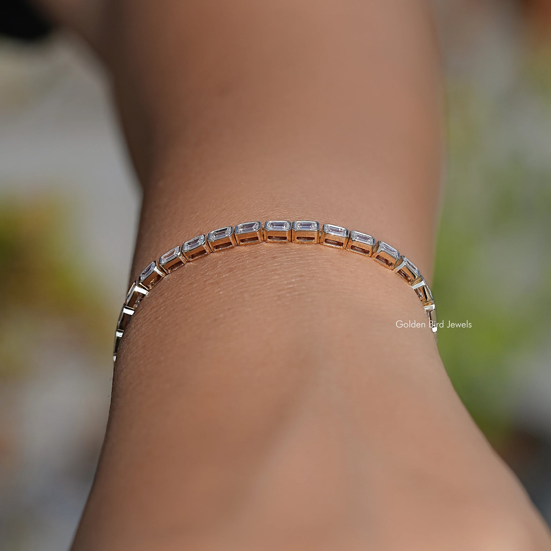 East West Emerald Lab Diamond Tennis Bracelet