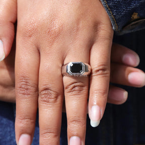Top view of East West Emerald Cut Solitaire Ring