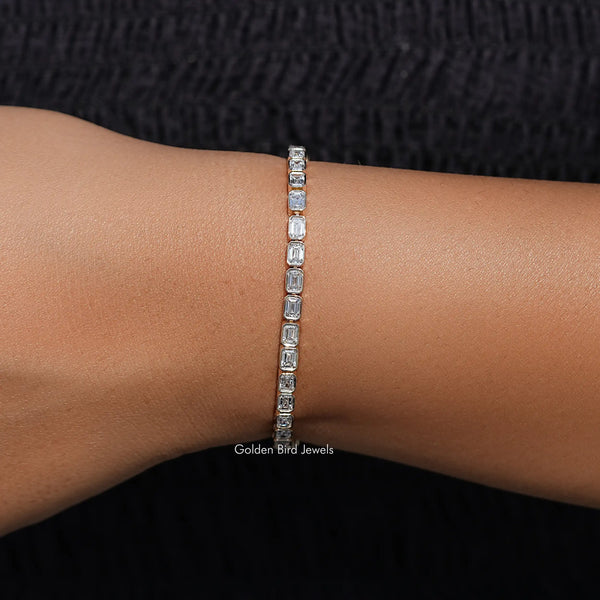 East West Emerald Diamond Tennis Bracelet – goldenbirdjewels