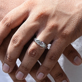 [Moissanite Hexagon Cut Men's Ring]-[Golden Bird jewels]