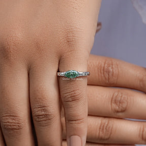 East West Old Mine Moval Moissanite Ring