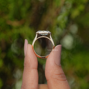 East West Old Mine Moval Moissanite Solitaire Ring