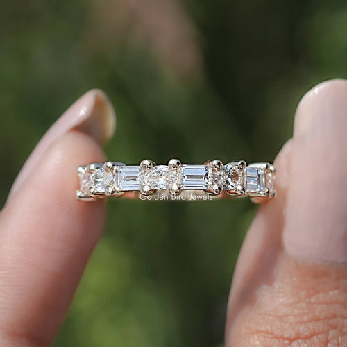 East West Oval And Baguette Lab Diamond Band