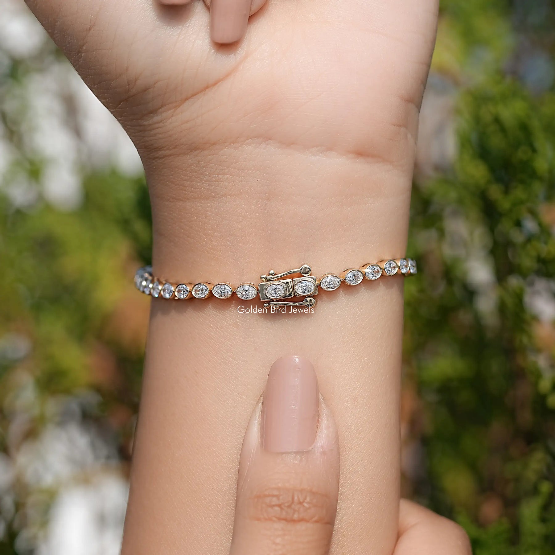 East West Oval Cut Lab Diamond Tennis Bracelet