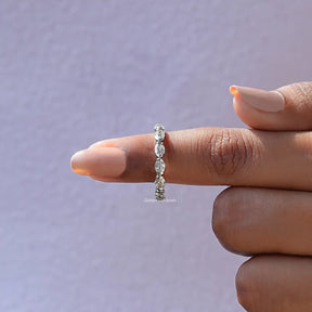 [East West Oval Cut Moissanite Band]-[Golden Bird Jewels]