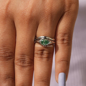 View of Pear Cut Moissanite Ring Set In finger