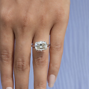 View of Old Mine Cushion Cut Moissanite Ring In White Gold