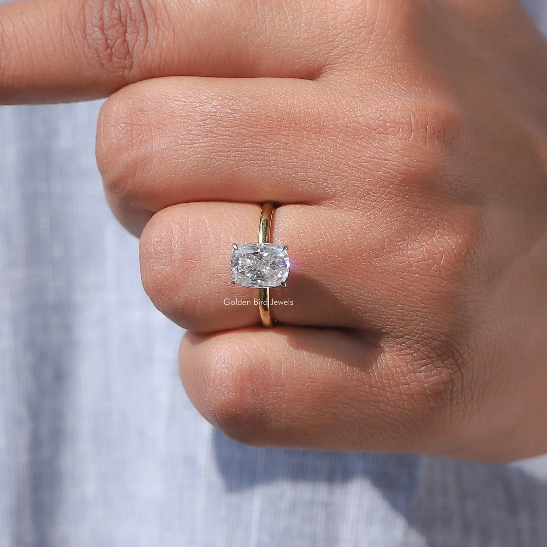 Elongated cushion cut diamond ring clearance