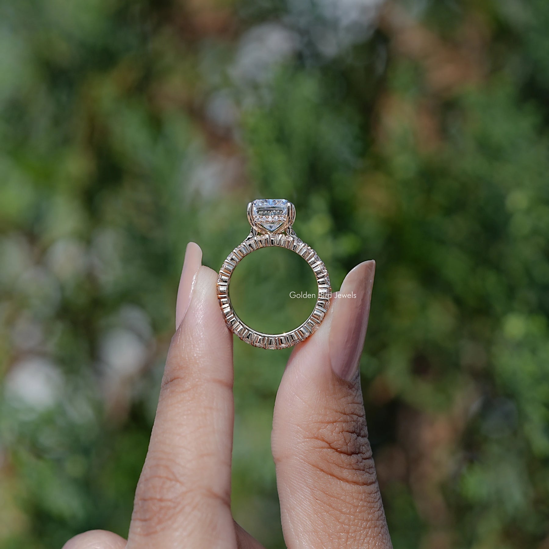 Elongated Cushion Cut Moissanite Ring Set