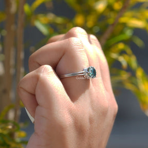 [In Finger Moissanite Engagement Ring made Of Cushion Cut]-[Golden Bird Jewels]
