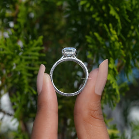 Elongated Cushion Cut Moissanite Bridal Wedding Ring Set