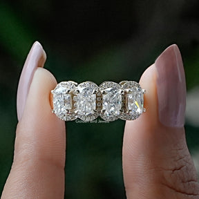 Cushion Cut Halo Eternity Moissanite Band - Main Image