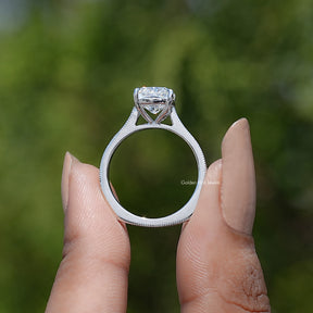 Elongated Cushion Cut Moissanite Solitaire Ring