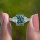 Elongated Cushion Moissanite Three Stone Engagement Ring